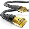 Csl - 2 m, cat 7 tinklo kabelis, plokščias, 10 gbitų - medvilninis apvalkalas - lan kabelis, patch kabelis, duomenų kabelis - cat.7 gigabitinis rj45 ethernet kabelis - 10000 mbitų greitis - plokščias kabelis - instaliacinis kabelis
