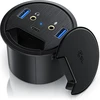Csl - Usb 3.0 į stalą montuojamas Usb šakotuvas - stalo kabelių kreiptuvas - stalo kabelių dėžutė - 2 x Usb 3.2 - 1 x Usb C 3.2 - 2 x garso prievadai 3.5 mm lizdas garsiakalbiui ir mikrofonui