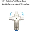 Ctricalver Micro Usb kabelis (1 m), 10 W itin greito įkrovimo kabelis, cinko lydinio alkūnė, 180° besisukantis greito įkrovimo kabelis, su duomenų perdavimo funkcija (skirtas Micro Usb sąsajai, mėlynas)