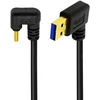 Cy usb 3.0 type a į type c usb-c sujungimo kabelis su kampu į kairę, skirtas maitinimui ir duomenims perduoti 480 mbps, usb-c priešingos u formos atgalinis kampinis kabelis, 30 cm
