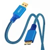 Cy usb 3.0 type a male į usb 3.0 micro b male kabelio prailginimo kabelis mėlynas sleeve 5gbps skirtas kietajam diskui ssd kameros duomenims 60cm