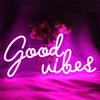 Dakabuka neoninis led ženklas "good Vibes" naktinė lempa sienų dekoravimui rožinė 5v usb maitinimas su reguliuojamu jungikliu miegamojo vakarėliui restoranui barui pub