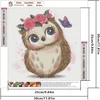 Dcidbei 30 x 30 cm 5d deimantinė tapyba apvali, dėlionės deimantinės tapybos rinkinys pilnas, deimantinės tapybos paveikslai gyvūnai anime vaikams suaugusiems, rankdarbiai, tapyba ir rankdarbiai, pelėda su rožėmis
