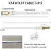 Deface Cat 8 ethernet kabelis 30m cat8 interneto kabelis plokščias gigabitinis didelio greičio ekranuotas rj45 lan kabelis baltas