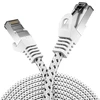 Deleycon 0.25 m Cat7 Lan kabelis - tinklo kabelis su variu ir nailono apvalkalu - Awg27 600 Mhz 10 Gbit/s S-ftp (pimf) Rj45 jungiamasis kabelis Ethernet kabelis interneto Dsl maršrutizatoriui - baltas