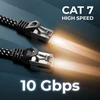 Deleycon 0,5 m Cat7 Lan kabelis - tinklo kabelis su variu ir nailono apvalkalu - Awg27 600 Mhz 10 Gbit/s S-ftp (pimf) Rj45 jungiamasis kabelis Ethernet kabelis interneto Dsl maršrutizatoriui - juodas