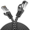 Deleycon 0,5 m Cat7 Lan kabelis - tinklo kabelis su variu ir nailono apvalkalu - Awg27 600 Mhz 10 Gbit/s S-ftp (pimf) Rj45 jungiamasis kabelis Ethernet kabelis interneto Dsl maršrutizatoriui - juodas