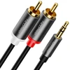 Deleycon 1 m jack į Rca kabelį 3.5 mm audio kabelio konverteris mobiliajam telefonui ir išmaniajam telefonui į Hifi imtuvą 3.5 mm Aux jack į Rca male (ypač plonas ir lankstus)