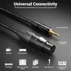 Deleycon 2 m xlr į 3.5 mm jack stereo mikrofono kabelis audio adapterio kabelis aux studijos kokybės grynas ofc varis (awg24) xlr female į jack 3.5 mm male - metalinis užraktas
