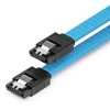 Deleycon 30 cm Sata 3 kabelis nailonas 6 Gbit/s duomenų kabelis Sata Iii jungiamasis kabelis Serial Ata jungiamasis kabelis pagrindinei plokštei ir kietajam diskui Hdd Ssd 2 S-ata L jungtis tiesus mėlynas