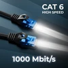 Deleycon 3.0 m Cat.6 ethernet gigabit lan tinklo kabelis Rj45 Cat6 patch kabelis, suderinamas su Cat.5 Cat.5e Cat.6a Cat.7 - juodas