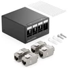 Deleycon 4 portų patch panelio rinkinys, patch panelio paskirstymo skydelis 1 U + 4x Rj45 keystone lizdo modulis Stp Cat6a, suderinamas su instaliaciniu kabeliu Cat6 Cat6a Cat7 tinklo kabeliu Ethernet Lan Dsl - juodas