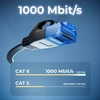 Deleycon 5 x 0,5 m Cat6 plokščias tinklo kabelis 1000 Mbit Gigabit Lan - Cat 6 Rj45 Ethernet Patch kabelis plonas montavimo kabelis plokščias - interneto jungikliui maršrutizatoriui modemui Patch Panel - juodas