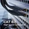 Deleycon 5 x 2 m Cat8.1 patch kabelis, tinklo kabelis, duomenų kabelis, S/ftp Pimf, 2000 Mhz, 40 Gbit, Rj45, Lan Dsl kabelis, Cat.8 ethernet kabelis, Rj45 jungtis, juodas