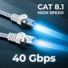 Deleycon Cat 8.1 tinklo kabelis 1.5m, 40 Gbit/s, baltas