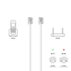 Deleycon telefono kabelis Rj11 modulinis kabelis 99% vario Awg 28 6p4c Western kabelis Rj11 į Rj11 jungtis plokščias kabelis telefono lizdas modemas maršrutizatorius faksas Isdn Dsl Vdsl internetas baltas 50 m