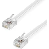 Deleycon telefono kabelis Rj11 modulinis kabelis 99% vario Awg 28 6p4c Western kabelis Rj11 į Rj11 jungtis plokščias kabelis telefono lizdas modemas maršrutizatorius faksas Isdn Dsl Vdsl internetas baltas 50 m