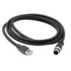 Didelio lankstumo M12 4 kontaktų D-code kištukas į Rj45 ekranuotą Cat6 ethernet kabelį pramoninei technikai, kamerų tinklui, robotų kodavimo jutikliui (2m)