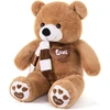 Didelis meškinas "teddy" rudas, 100 cm, pliušinis žaislas su širdimi