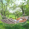 Didelis sodo hamakas su sūpynių strypu 200x100cm pilkas patogus su kutais