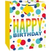 Didelis unikalus dovanų maišelis "happy Birthday" su vaivorykštės taškais, 1 vnt.