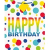 Didelis unikalus dovanų maišelis "happy Birthday" su vaivorykštės taškais, 1 vnt.