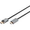 Digitus displayport į hdmi adapterio kabelis - 1.8 m - uhd 4k/30hz - hdmi 2.0 - displayport 1.2 - būsenos led - plug & play - paauksuoti kontaktai - juodas