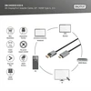 Digitus dp į hdmi kabelis su led 4k/30hz, 3 m aliuminio korpusas, paauksuotas, palaiko 4k30hz