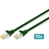 Digitus Lan Cat 6a kabelis - 1 m - 10 vnt. pakuotė - Rj45 tinklo kabelis - S/ftp ekranuotas - Suderinamas su Cat-6 ir 7 - Žalias