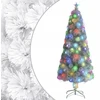 Dirbtinė Kalėdinė Eglutė su Led ir Optiniu Pluoštu, Balta, 210 cm, Pvc/plienas, Su