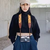 Dirželis fotoaparatui Padwa Lifestyle, 5 cm, natūrali oda, geltonos gėlės