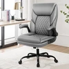 Dochair ergonomiška biuro kėdė su siūbavimo funkcija, reguliuojamo aukščio rašomojo stalo kėdė, dirbtinė oda, 150 kg, pilka