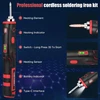 Domisyee akumuliatorinis lituoklis su led lempute, 11 w, 1800 mah, iki 480 °c, greitas įkaitimas, su laikikliu, lydmetaliu ir antgaliais - idealus pradedantiesiems ir profesionalams