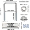 Duoyif u formos varžtas u-bolt 100 x 50 mm kvadratiniai varžtai u, m8 nerūdijančio plieno varžtai su veržle ir poveržle, u laikiklis automobilių vilkimui, laivų vamzdynų remontui, 2 vnt.
