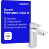 Duravit Manhattan vandens taupymo maišytuvas praustuvui, dydis M (snapelio aukštis 116 mm), energiją taupantis maišytuvas praustuvui (freshstart), vonios kambario maišytuvas, chromas