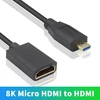 Duttek Micro Hdmi į Hdmi prailginimo laidas 2.1, 0.3 m, Hdmi 2.1 itin didelės spartos 48 Gbit/s, palaiko 8k @ 60hz, 4k @ 120hz, tinka nešiojamojo kompiuterio/fotoaparato Micro Hdmi jungčiai