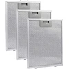 Easybymall metalinis riebalų filtras gartraukiui, 3 vnt. metalinių tinklelių gartraukio filtrų virtuvės gartraukiui, gartraukio filtras, sidabrinis, palaiko oro cirkuliaciją, 310 x 250 x 9 mm