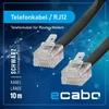 Ecabo 10093 10m modulinis telefono kabelis - 2x rj12 kištukai - jungiamasis kabelis - western kištukas - 6 gyslų / 6p6c / 1:1 - plokščias kabelis telefonui, isdn, atsakikliui, faksui, modemui - juodas