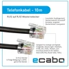 Ecabo 10093 10m modulinis telefono kabelis - 2x rj12 kištukai - jungiamasis kabelis - western kištukas - 6 gyslų / 6p6c / 1:1 - plokščias kabelis telefonui, isdn, atsakikliui, faksui, modemui - juodas