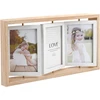 Plakatas Elitecran Rustic Wood trifold nuotraukų rėmelis, 10.2 x 15.2 cm, plaukiojantis medinis nuotraukų rėmelis, dvipusis ekranas, besisukantis nuotraukų rėmelis, daugialypis koliažas, modernūs paveikslai nuotraukų rėmeliui, nuotraukų koliažas