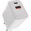 Emos - usb-a/c įkroviklis pd 20w - dvigubas usb maitinimo šaltinis su gan technologija - euro adapteris usb-c+a - 18w/20w usb įkrovimo kištukas powerdelivery išmaniesiems telefonams, iphone, planšetiniams kompiuteriams - 5-12 v, maks. 3 a - baltas