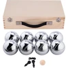Engelhart - 010206 - prabangus medinis petankės žaidimas - 8 chromuoti boules rutuliai - medinis dėklas - žaidimas lauke - boules 74 mm + petankės priedai - 2–4 žaidėjai - nuo 6 metų