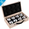 Engelhart - 010206 - prabangus medinis petankės žaidimas - 8 chromuoti boules rutuliai - medinis dėklas - žaidimas lauke - boules 74 mm + petankės priedai - 2–4 žaidėjai - nuo 6 metų