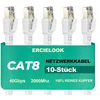 Ercielook Cat8 tinklo kabelis, 10 vnt., 0.15 m, 40 Gbps