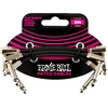 Ernie Ball 7,6 cm plokščių juostelių patch kabelių rinkinys (3 vnt.), juodas