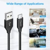 Etguuds usb c kabelis 2 m, nailoninis usb a į usb c įkrovimo kabelis greito įkrovimo kabelis usbc, skirtas iphone 15 pro max galaxy s23 s22 s21 s10 lite s10 s9 s8 note 10 - juodas