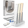 Ezvalo spintelių apšvietimas su įkrovimo stotele, 62 led, 1600 mah po spintele montuojamas šviestuvas, virtuvės led su 3 spalvų temperatūromis, pritemdomas belaidis spintelių šviestuvas su judesio jutikliu spintai, virtuvei (pakuotė