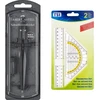Faber-castell 174530 - Stream, Blackstone, 1 vnt. ir Tsi 46303 geometrijos rinkinys (liniuotė 17 cm ir geometrinis trikampis 16 cm)