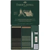 Faber-castell Pitt Graphite Matt & Castell 9000 115224 pieštukų rinkinys, 20 vienetų, įskaitant popieriaus valiklį, trintuką, minkomą trintuką ir drožtuką