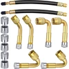 Fanshiontide vožtuvo prailginimo adapteris 45 90 135 laipsnių kampu, automobilio vožtuvas su 12 vožtuvo dangtelių, 2 vožtuvo prailginimo žarnos automobiliui, motociklui, dviračiui su schrader ventiliais